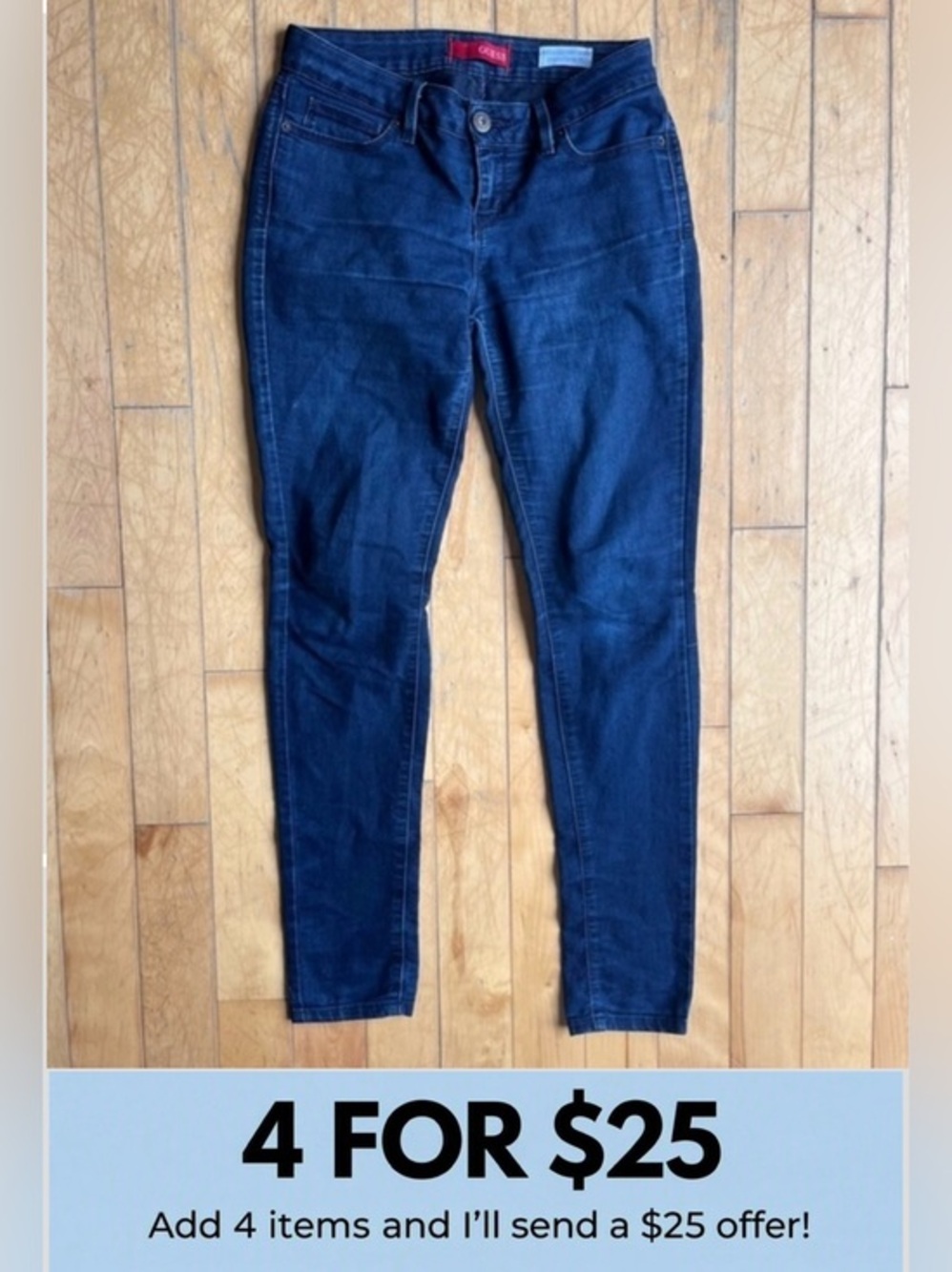 GUESS Mid-Rise Curvy Skinny Stretch Denim Jeans Size 29